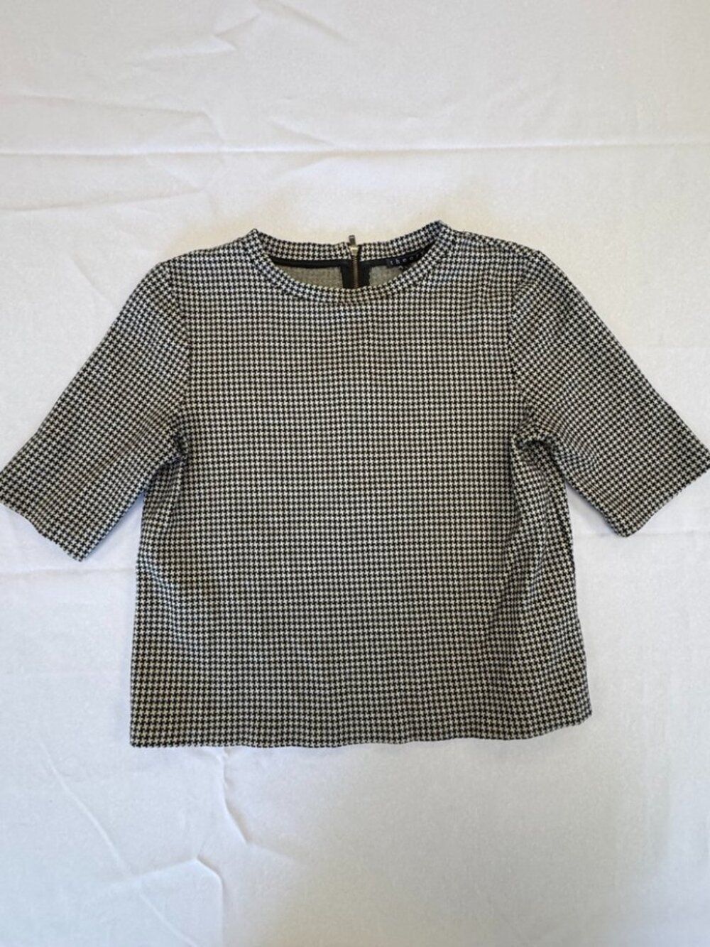 Theory Black White Houndstooth Crop Top Size XSP